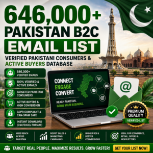 646,000+ Pakistan B2C Email List – Verified Pakistani Consumers & Active Buyers Database