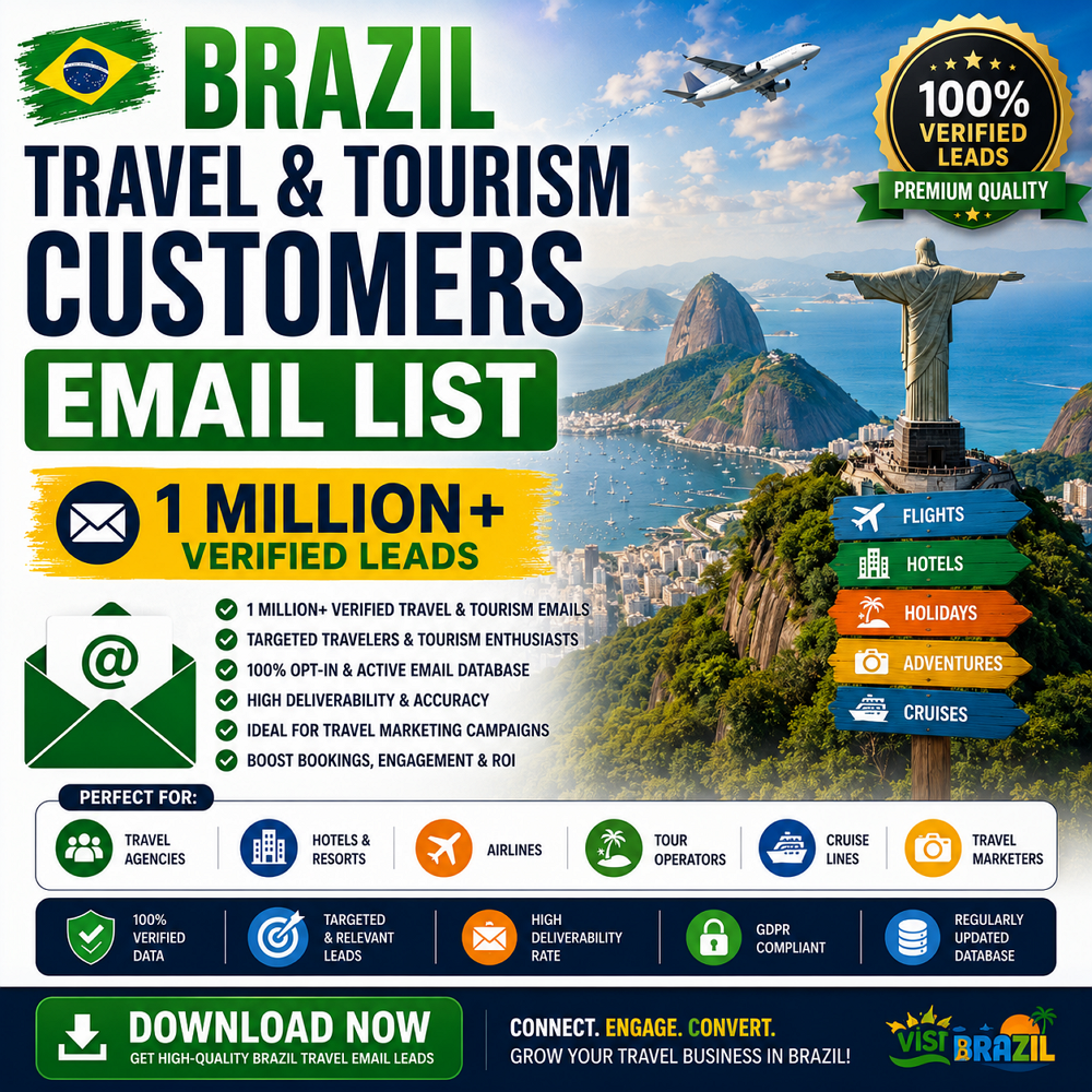 Brazil Travel & Tourism Customers Email List – 1 Million+ Verified Leads