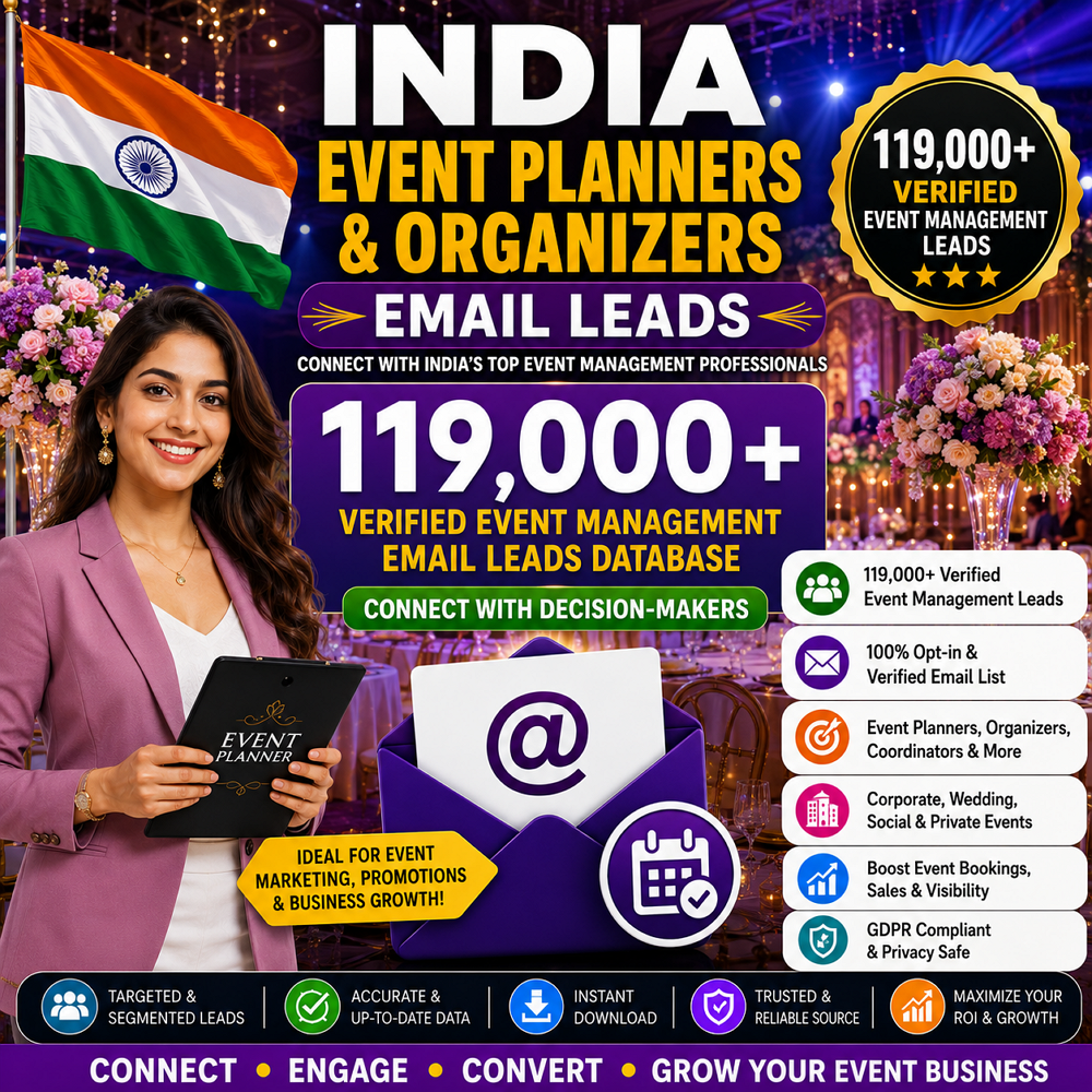 India Event Planners & Organizers Email Leads – 119,000 Verified Event Management Leads