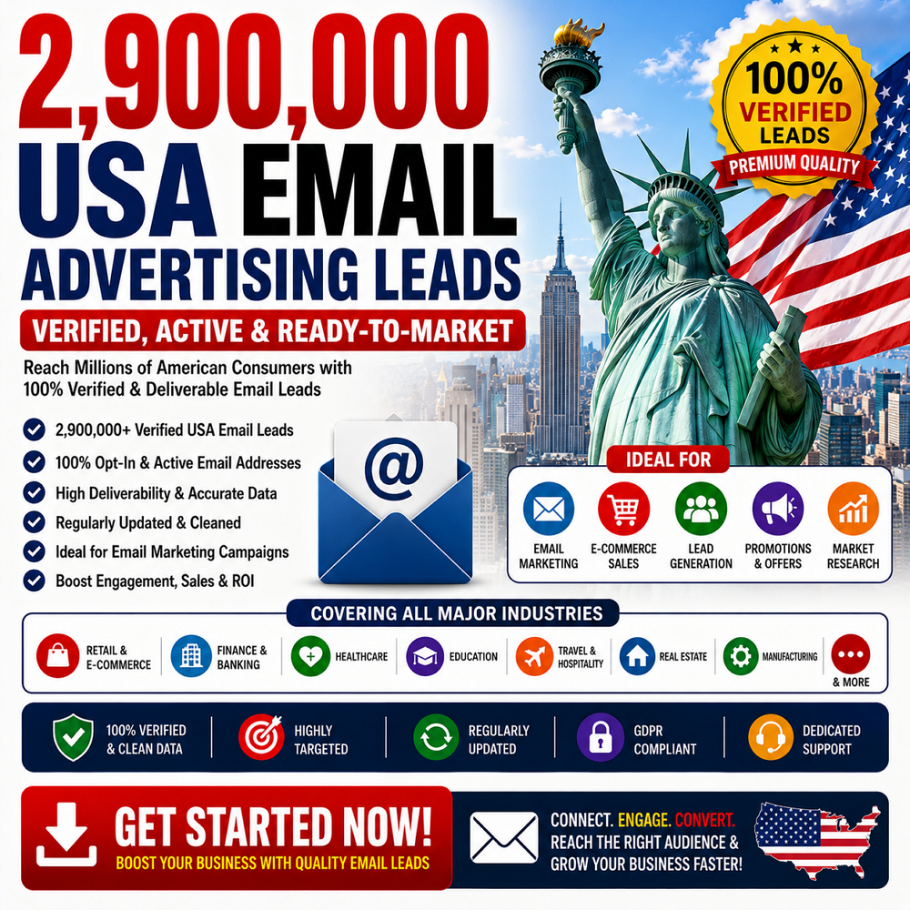 2,900,000 USA Email Advertising Leads – Verified, Active & Ready-to-Market