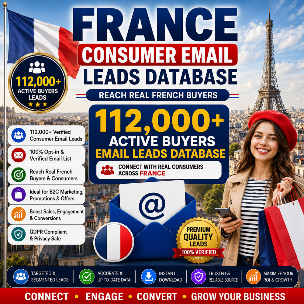 France Consumer Email Leads Database – 112,000 Active Buyers Leads