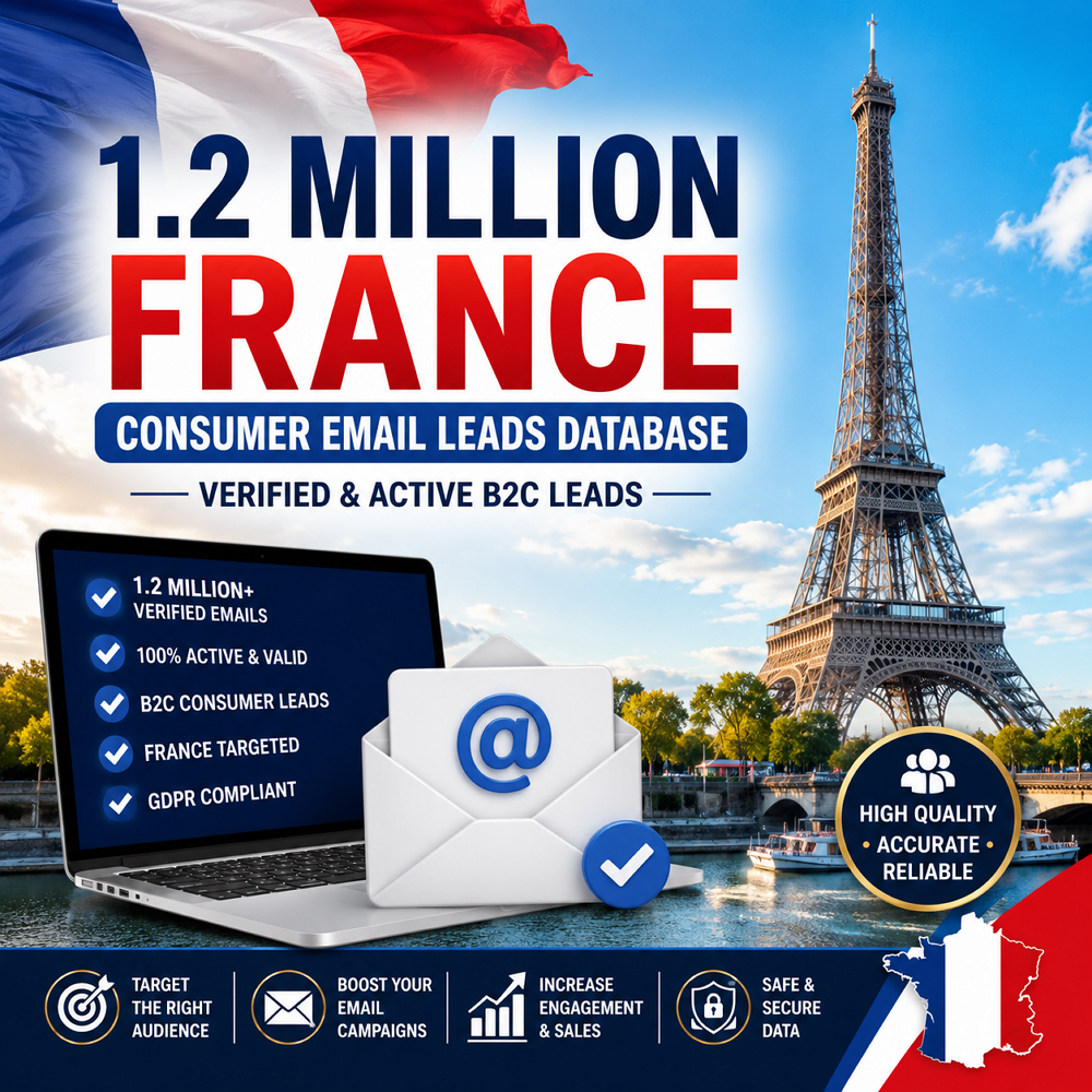 1.2 Million France Consumer Email Leads Database – Verified & Active B2C Leads
