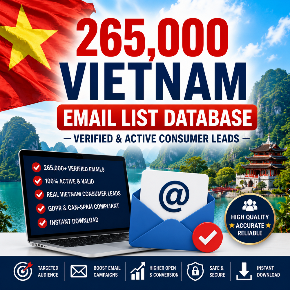 265,000 Vietnam Email List Database – Verified & Active Consumer Leads
