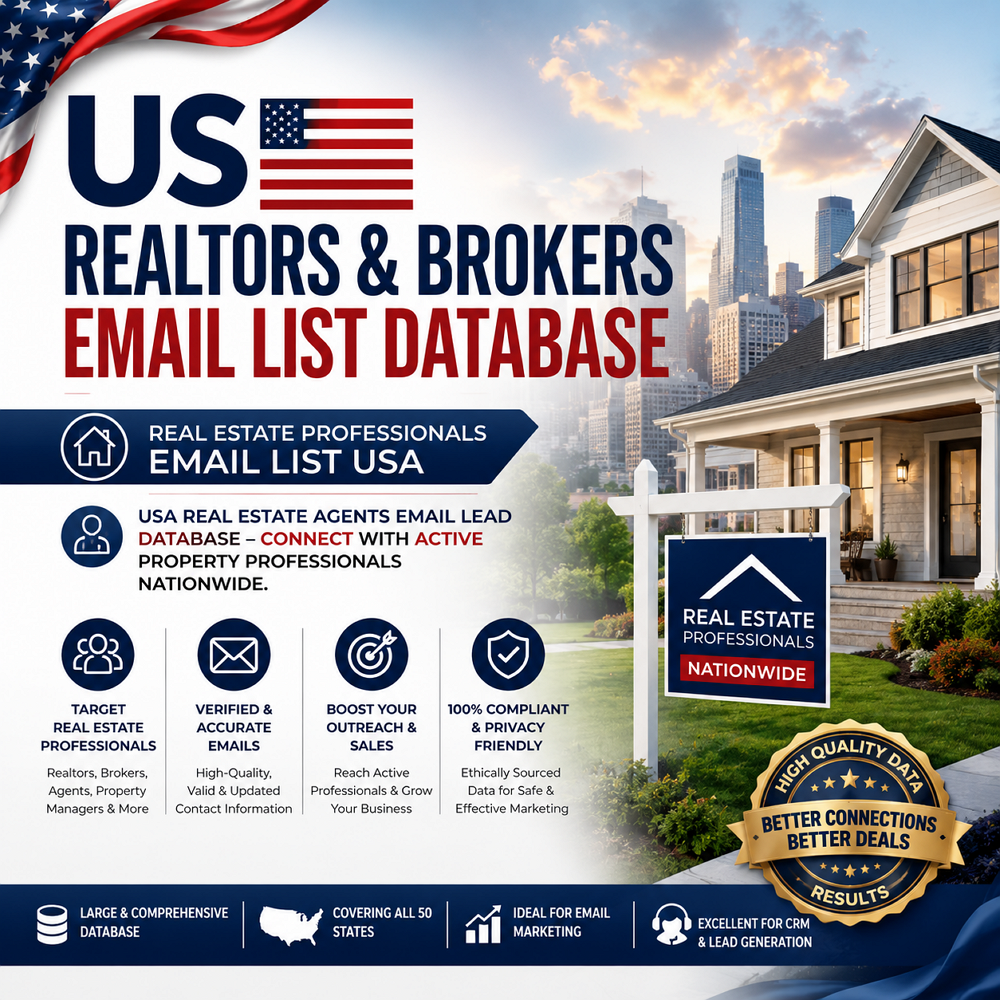 US Realtors & Brokers Email List Database – 69,000 Leads