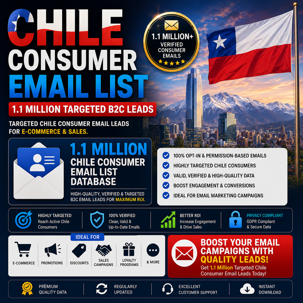 Chile Consumer Email List – 1.1 Million Targeted B2C Leads