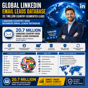 Global LinkedIn Email Leads Database – 20.7 Million Country-Segmented Leads
