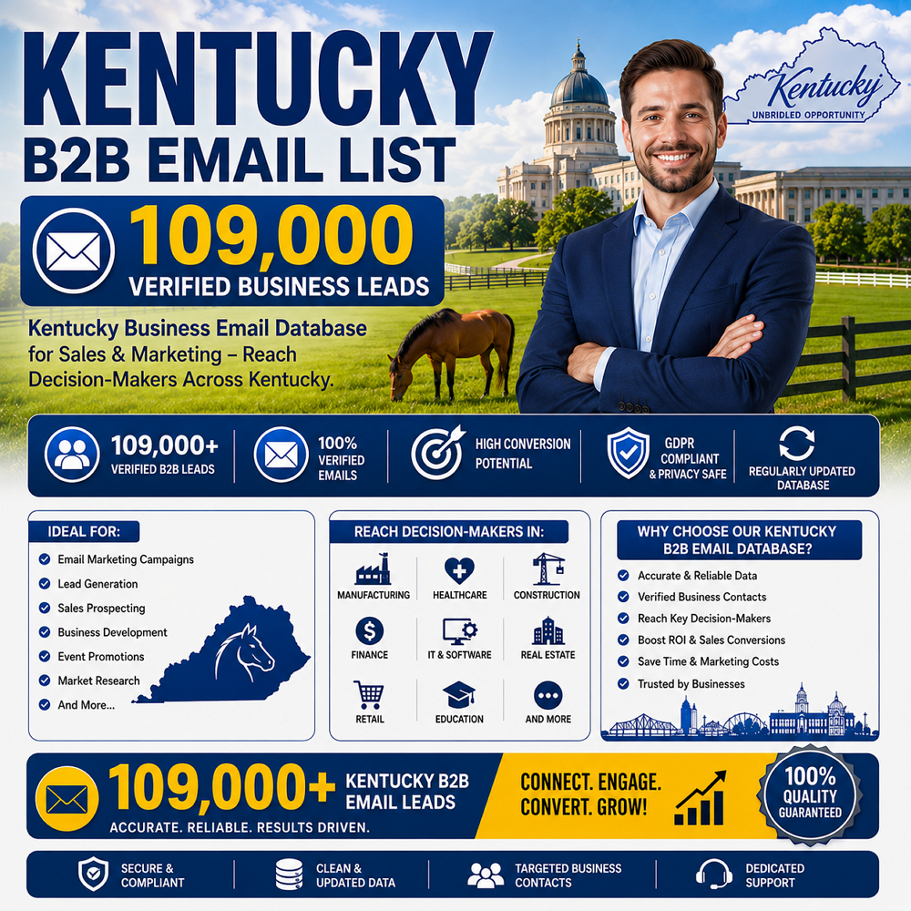 109,000 Kentucky B2B Email List – Verified Business Leads