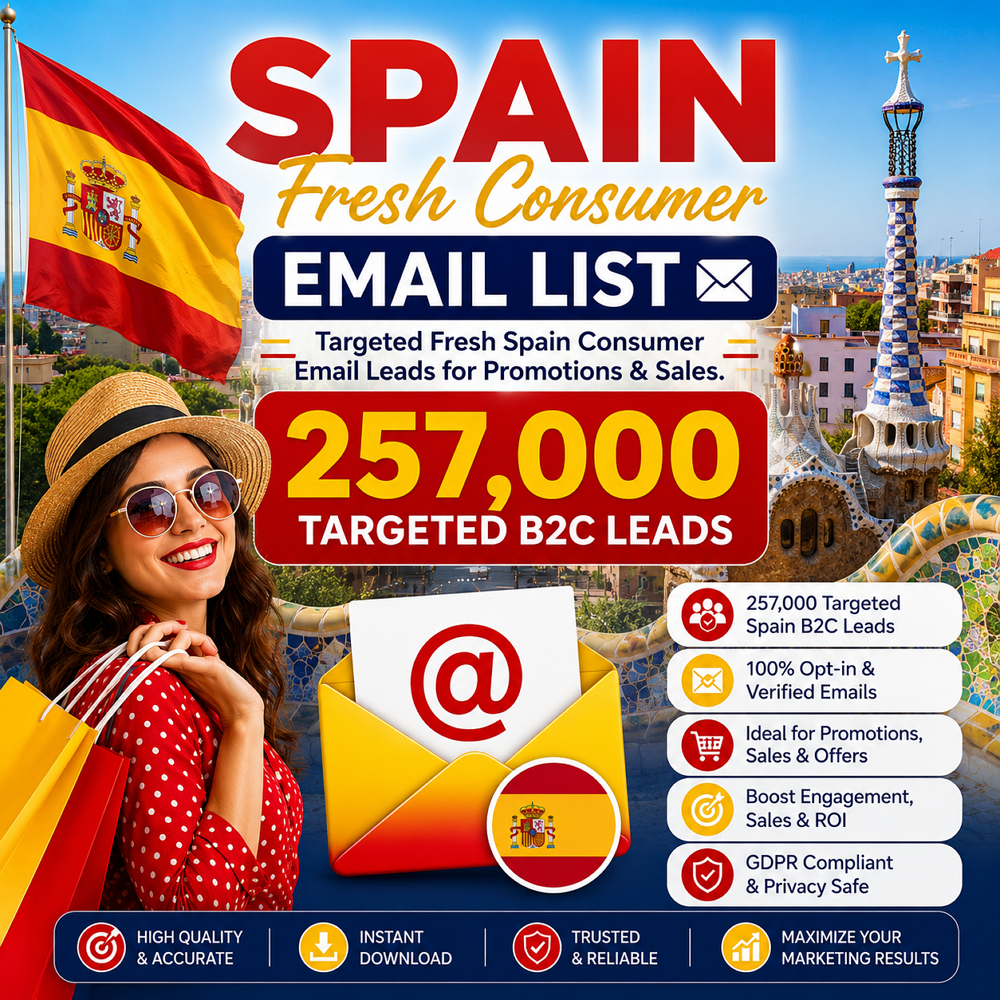 Spain Fresh Consumer Email List – 257,000 Targeted B2C Leads