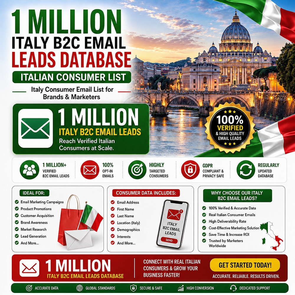 1 Million Italy B2C Email Leads Database β Italian Consumer List