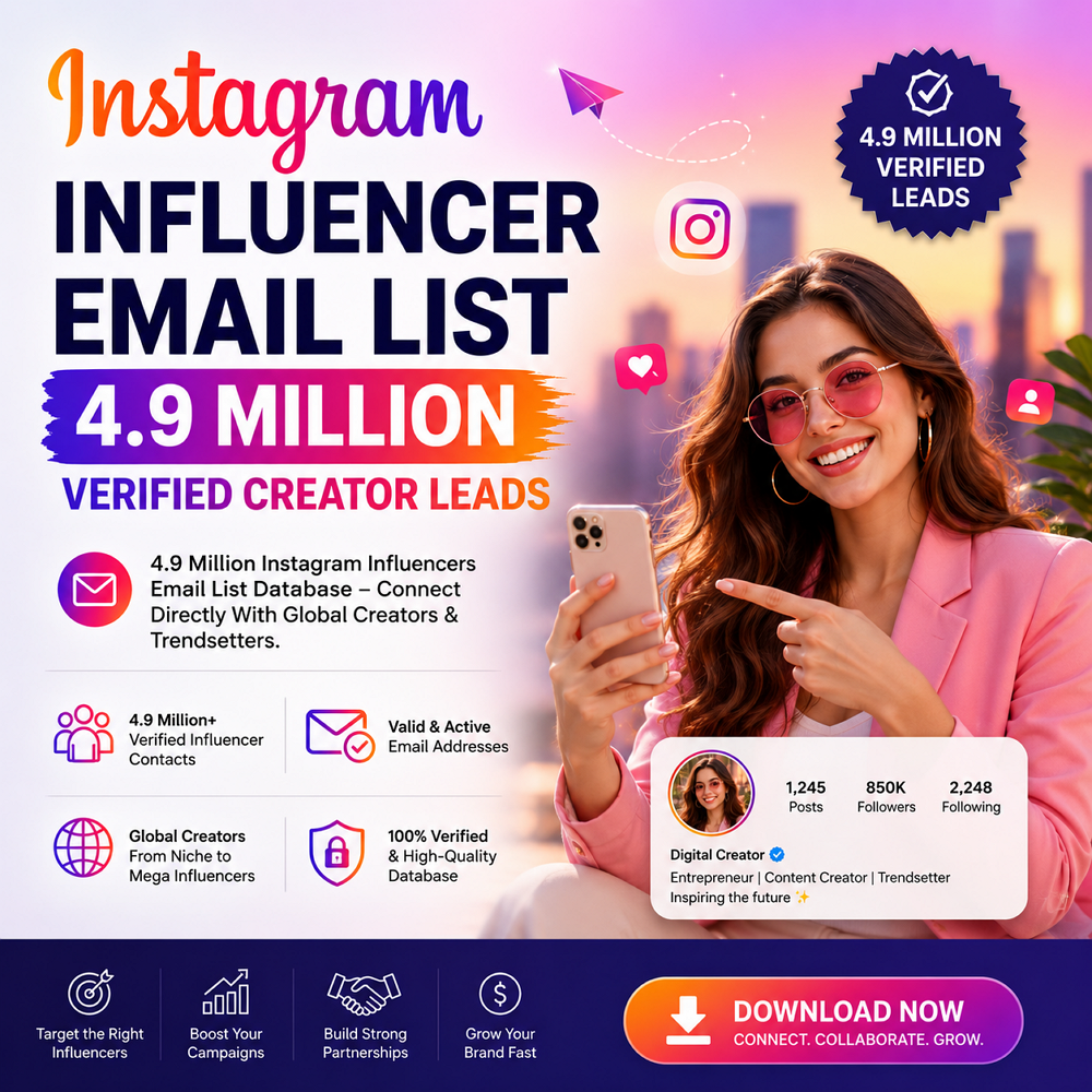 Instagram Influencer Email List – 4.9 Million Verified Creator Leads