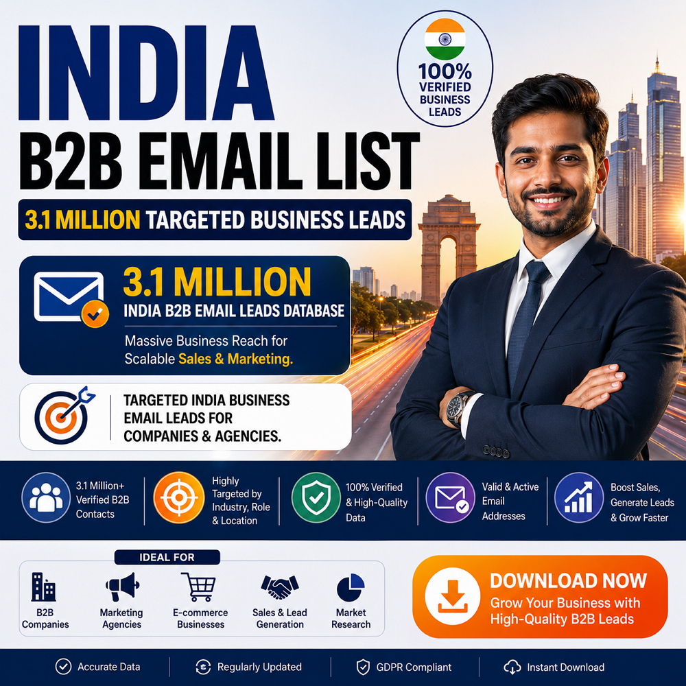 India B2B Email List – 3.1 Million Targeted Business Leads