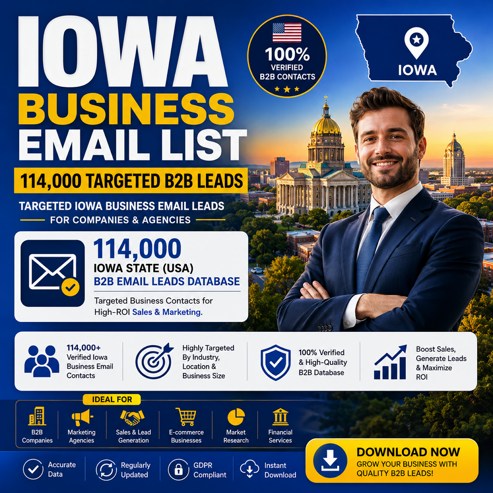 Iowa Business Email List – 114,000 Targeted B2B Leads