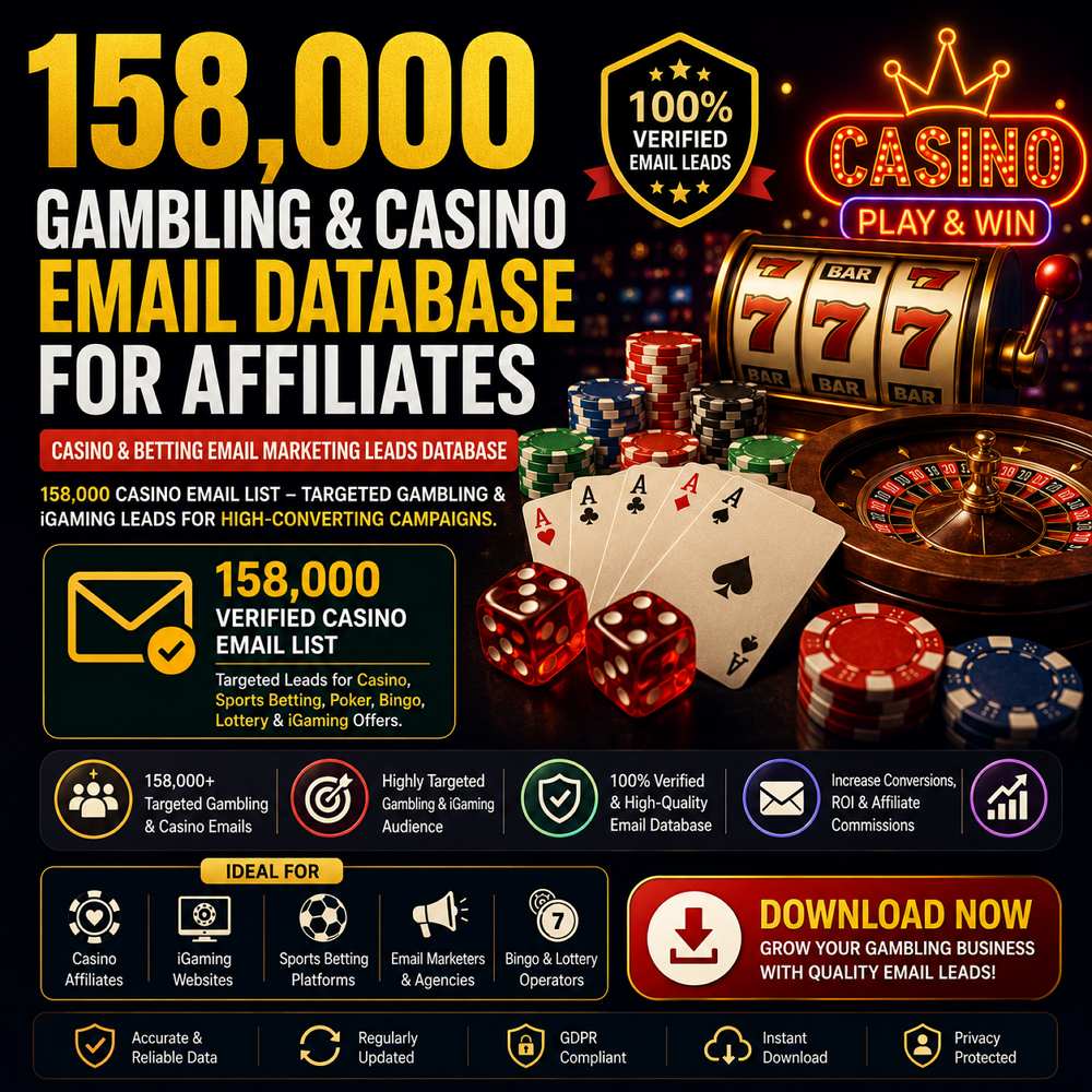 158,000 Gambling & Casino Email Database for Affiliates
