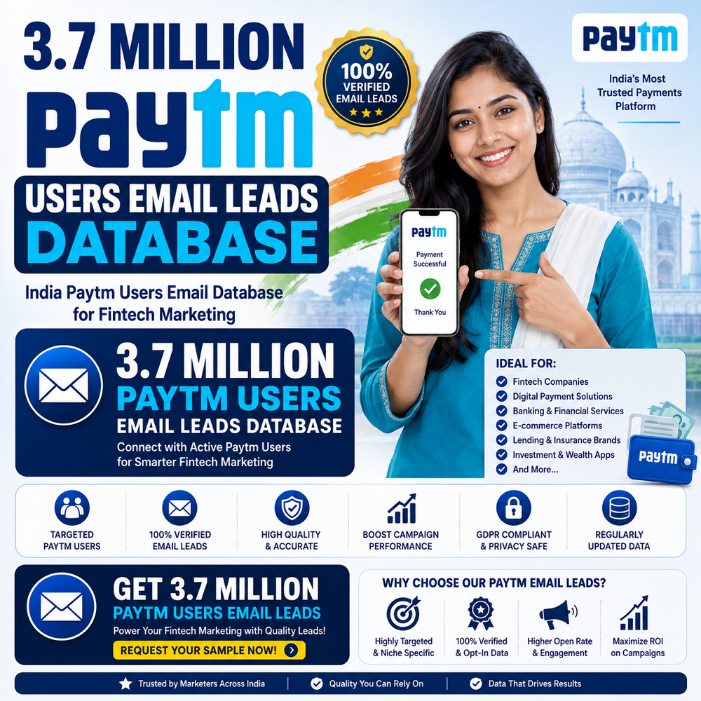 3.7 Million Paytm Users Email Leads Database