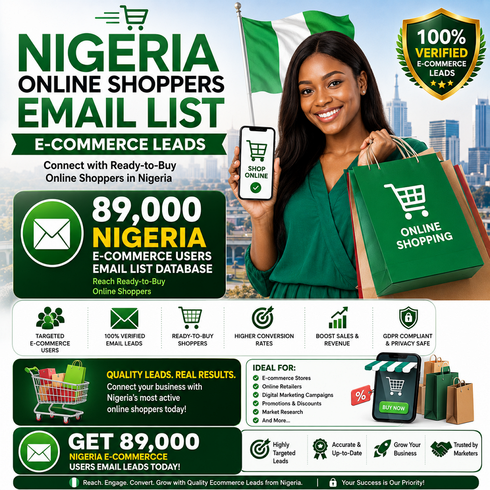 Nigeria Online Shoppers Email List – 89,000 Ecommerce Leads