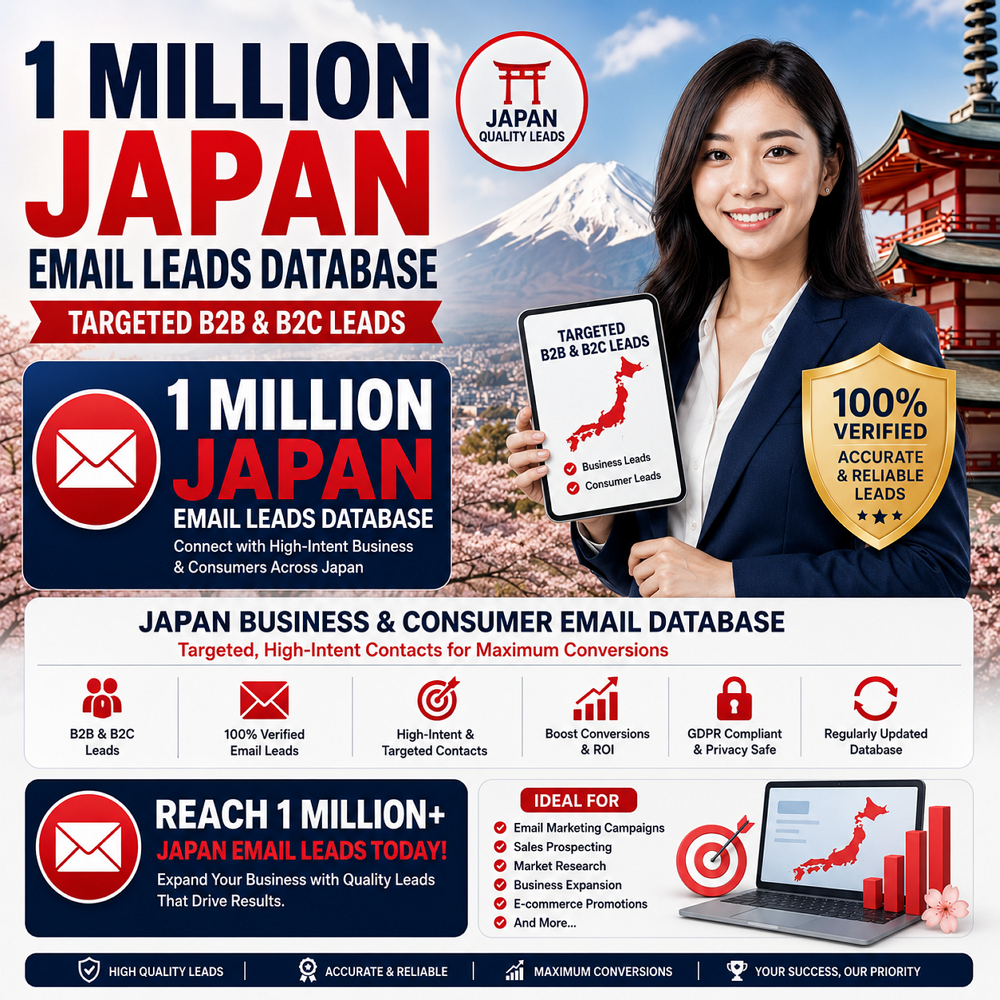 1 Million Japan Email Leads Database – Targeted B2B & B2C Leads