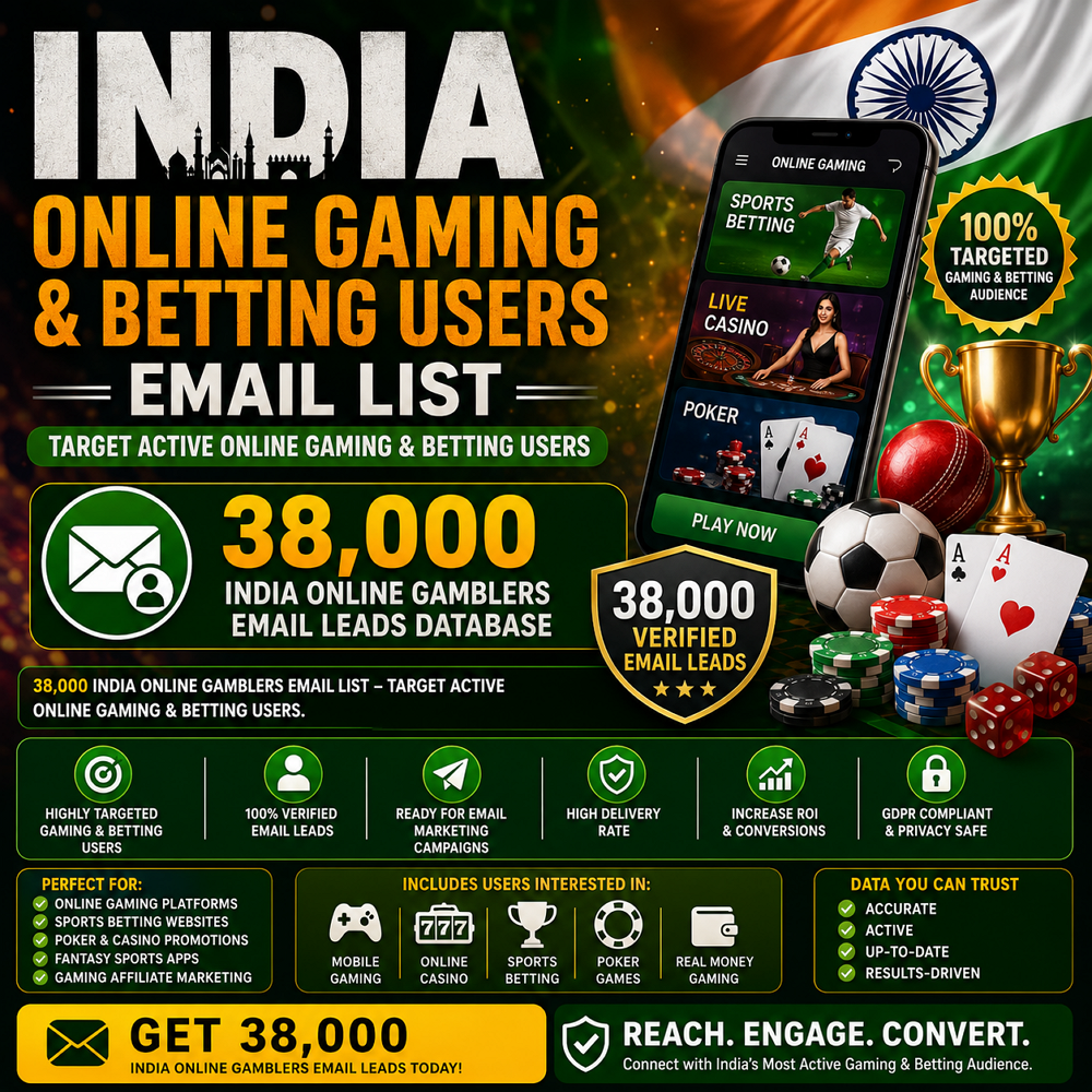 India Online Gaming & Betting Users Email List
