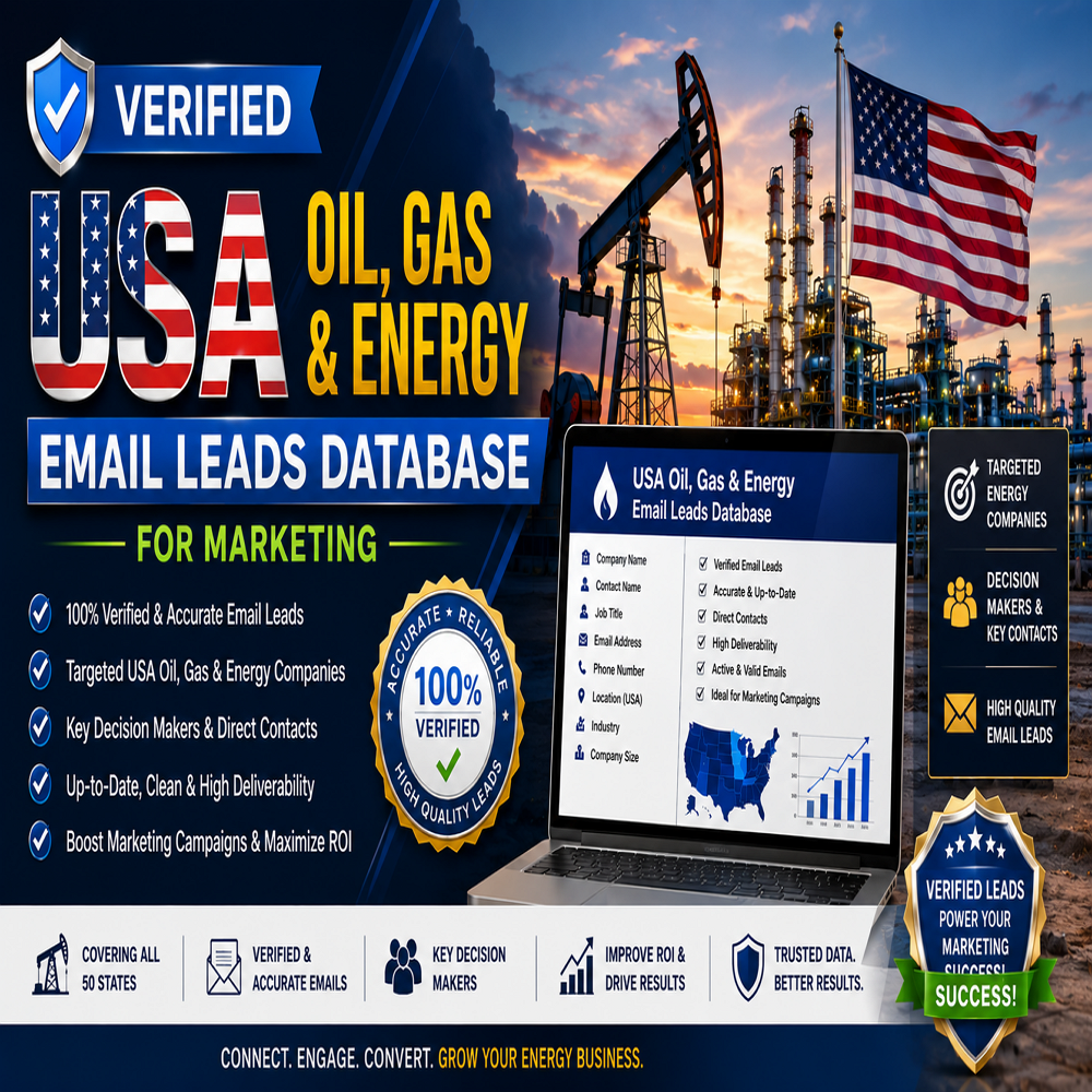 380,000+ USA Oil, Gas & Energy Email Leads Database